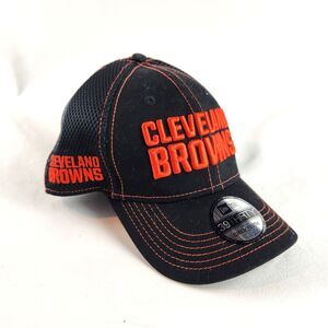 Cleveland Browns Youth Hat New Era 39THIRTY Black Orange NFL Stretch Fit Cap Kid